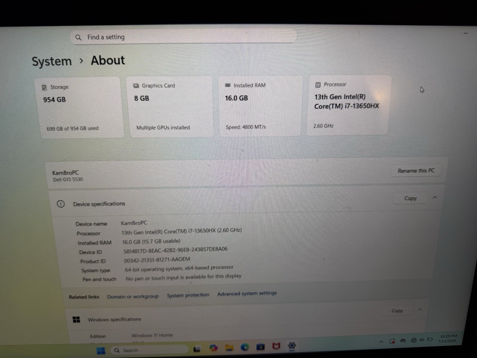 Dell G15 5530 Laptop PC FHD Intel Core i7-13th Gen 16GB Ram 1TB NVMe RTX 4060