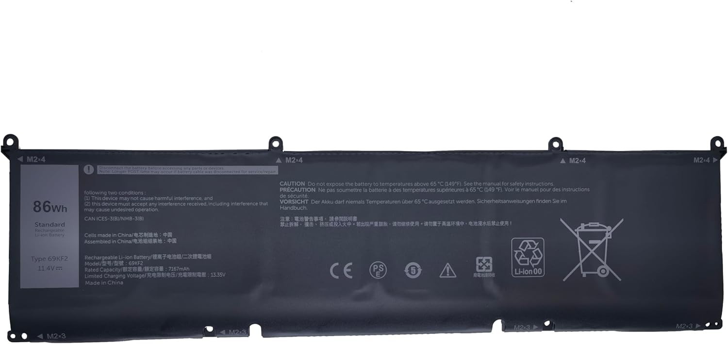 69KF2 86Wh 11.4V Battery for Dell XPS 15 9500 Precision 5550 Alienware M15 M17
