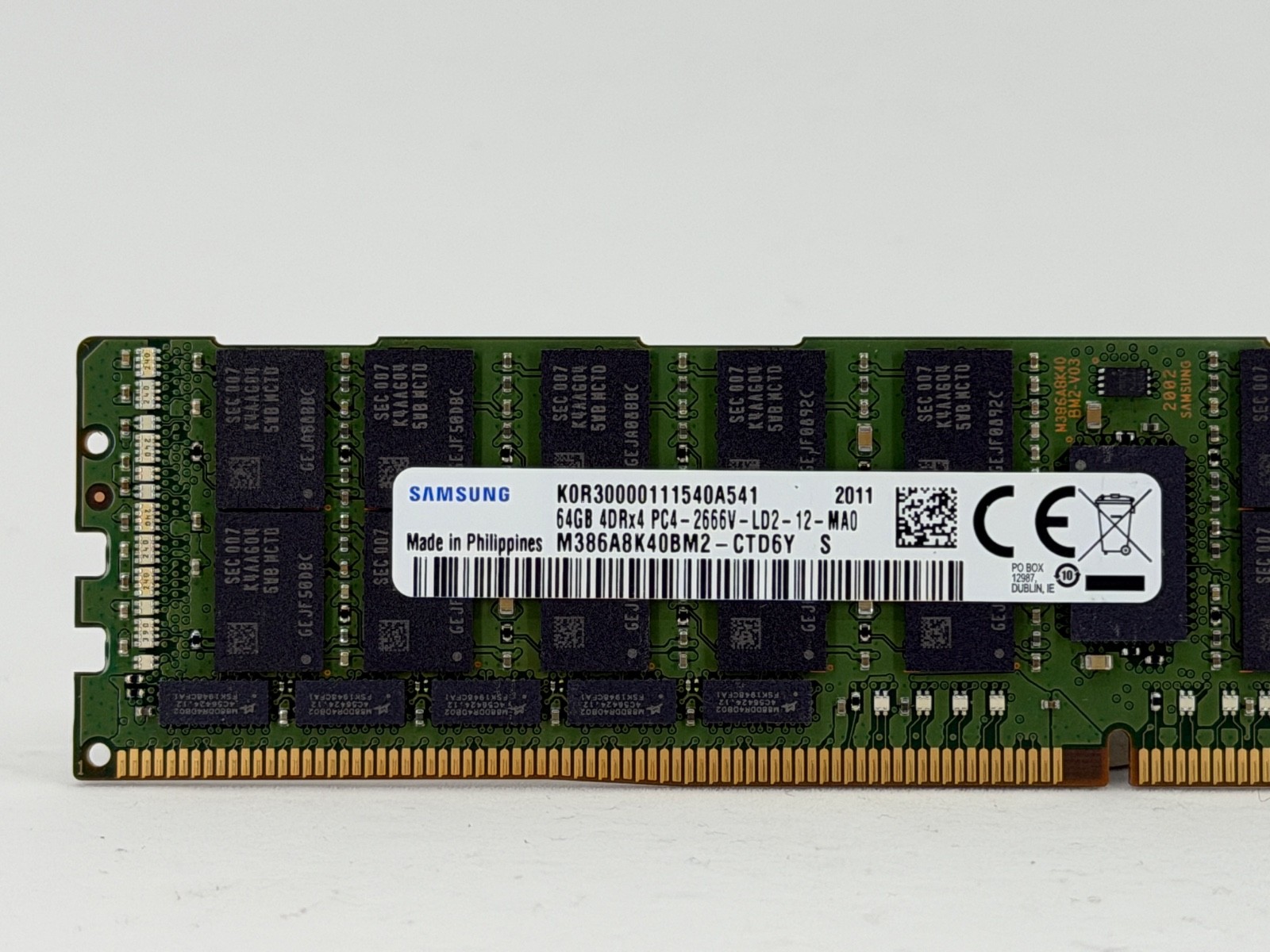 Samsung 64GB DDR4 4DRx4 2666MHz ECC Load-Reduced LRDIMM (M386A8K40BM2-CTD)