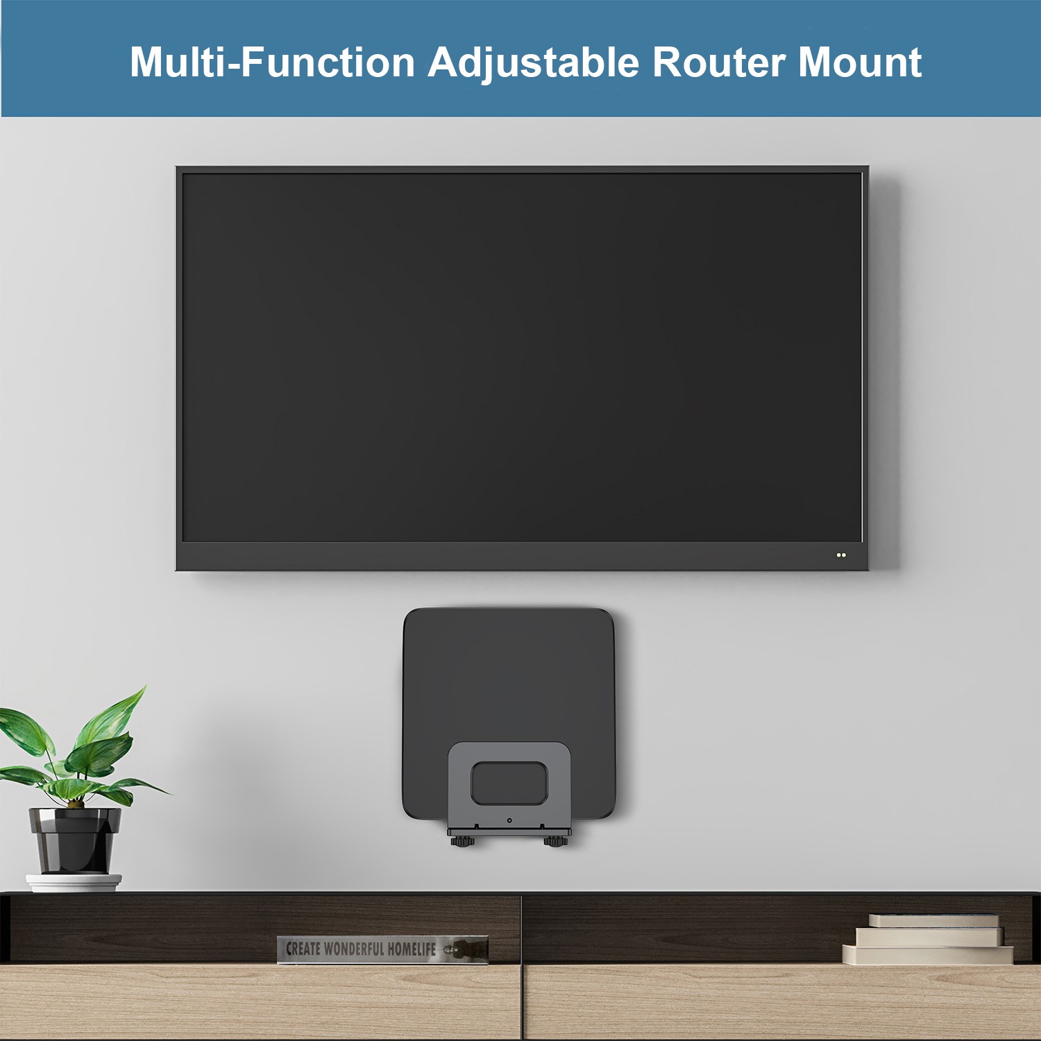 Wall Mount Router Holder, Adjustable Bracket for WiFi Modem/Laptop/Set-Top Box