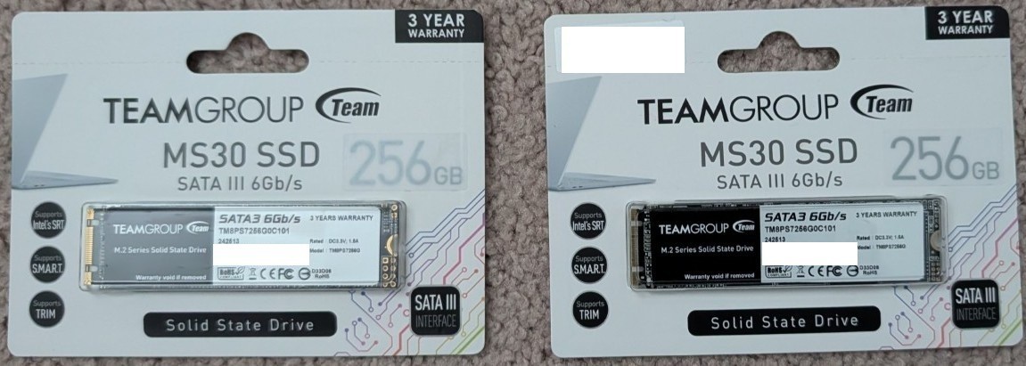 Team Group MS30 256GB M.2 2280 (TM8PS7256G0C101) SATA III SSD (x2)