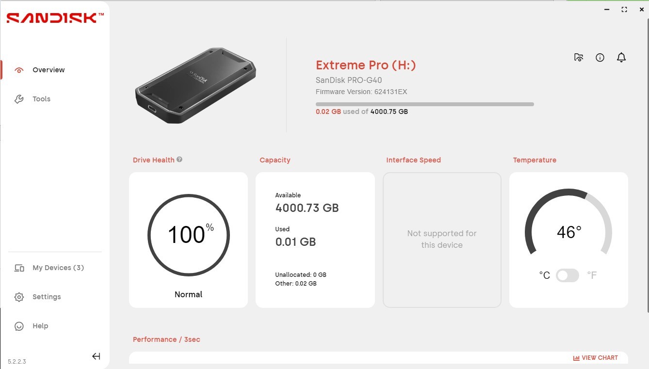 SanDisk Extreme PRO V2 4TB USB-C Portable External SSD (SDSSDE81-4T00-G25) USED