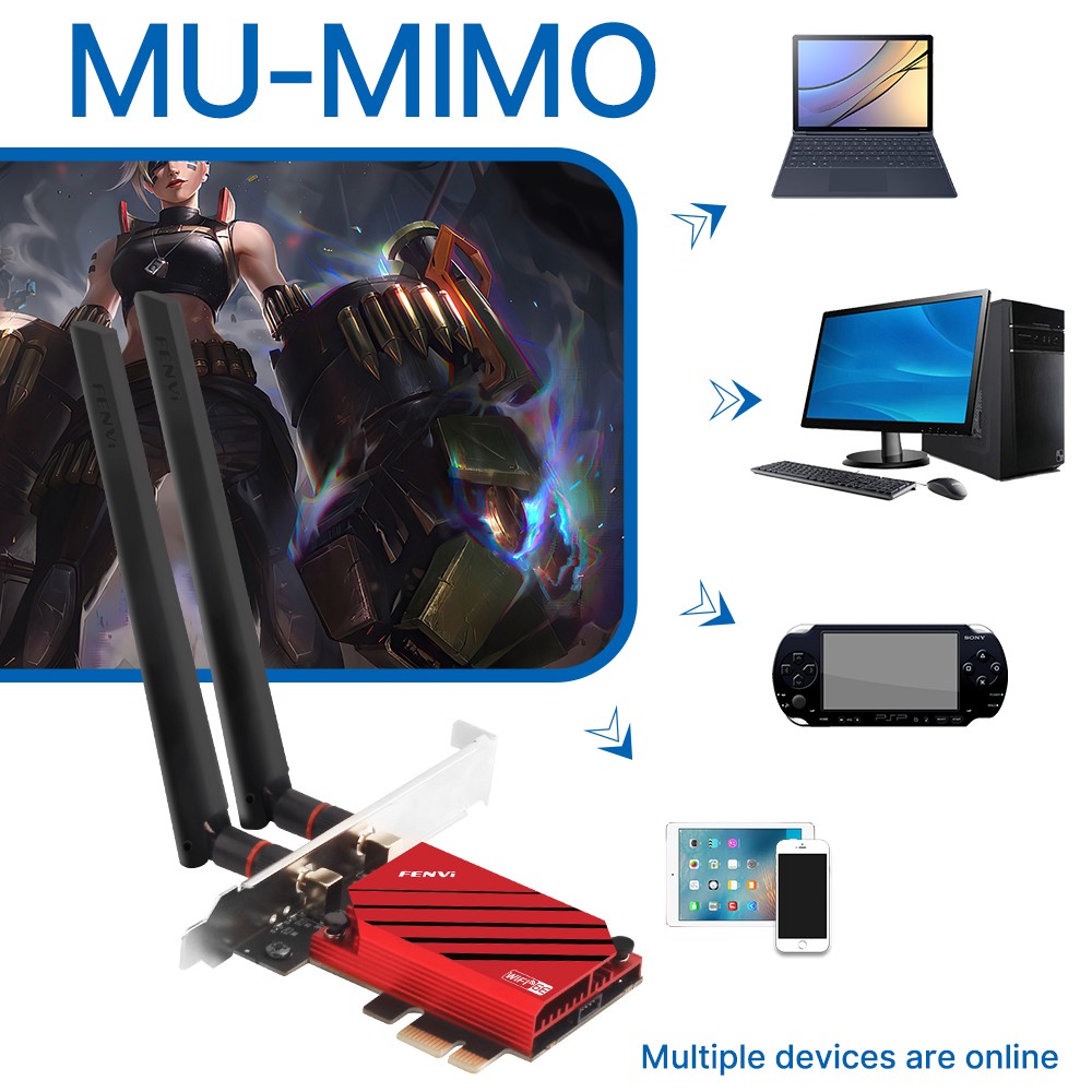 WiFi 6E AX5400 PCIe Wireless Card RTL8852CE Tri-Band 6GHz Bluetooth 5.3 Gaming