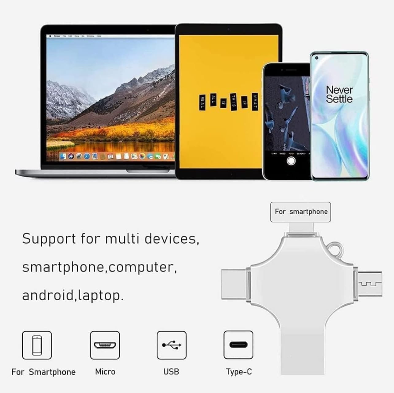 2TB 4-in-1 USB 3.0 Flash Drive Compatible with iPhone iPad Android USB-C