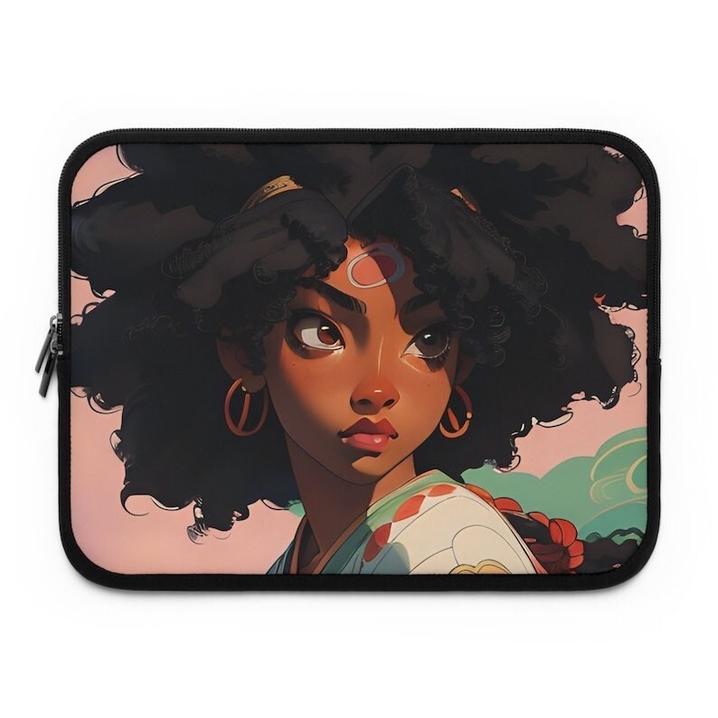 Black Girl Anime Laptop and Tablet Sleeve 7-in, 10-inch, 13-inch, 15-inch, 17-