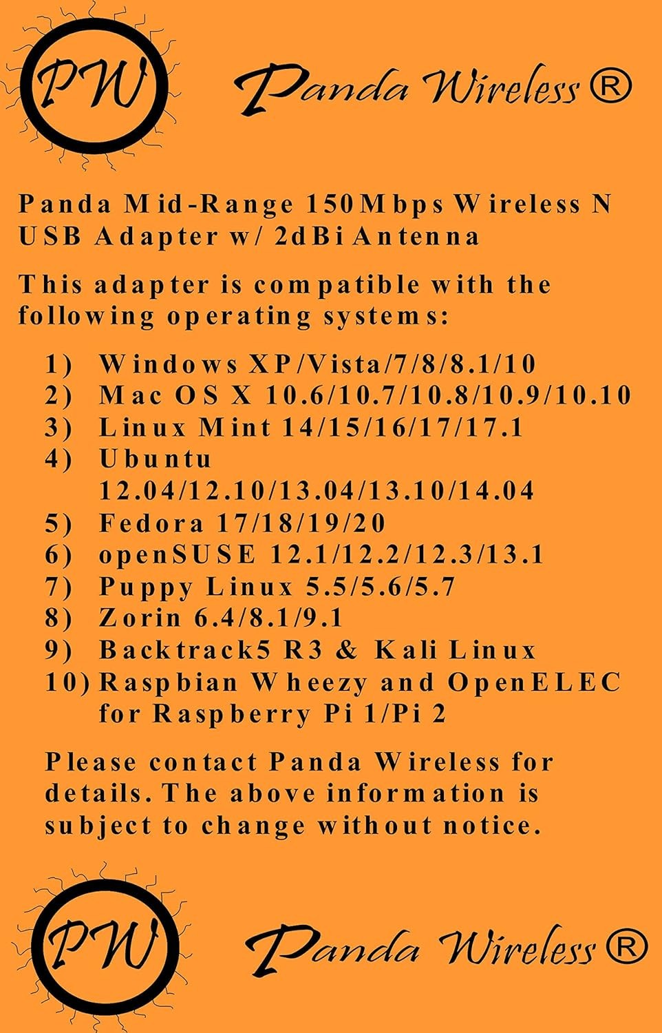 Panda Mid Range 150Mbps Wireless N USB Adapter w/ 2dBi Antenna