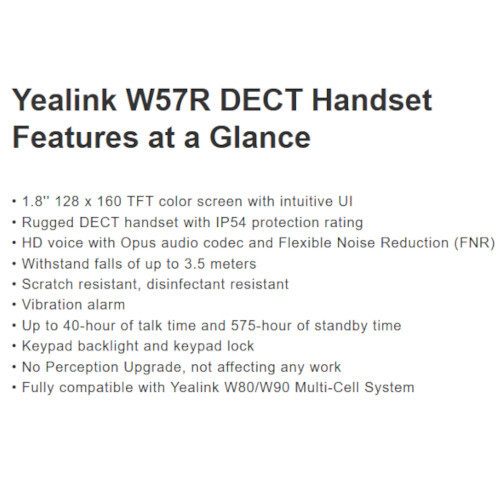 Yealink W57R Rugged DECT Handset Phone 1.8″ Color Screen for W70B W80 W90