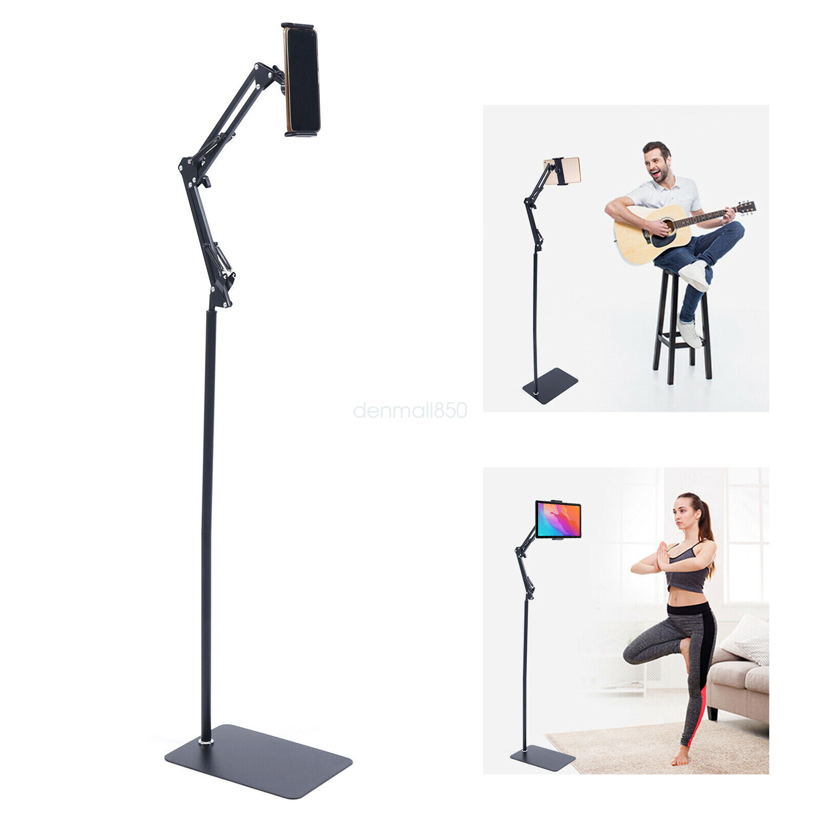 Universal 360° Tablet Holder Floor Stand Clamp Adjustable for 4-17cm Phone iPad