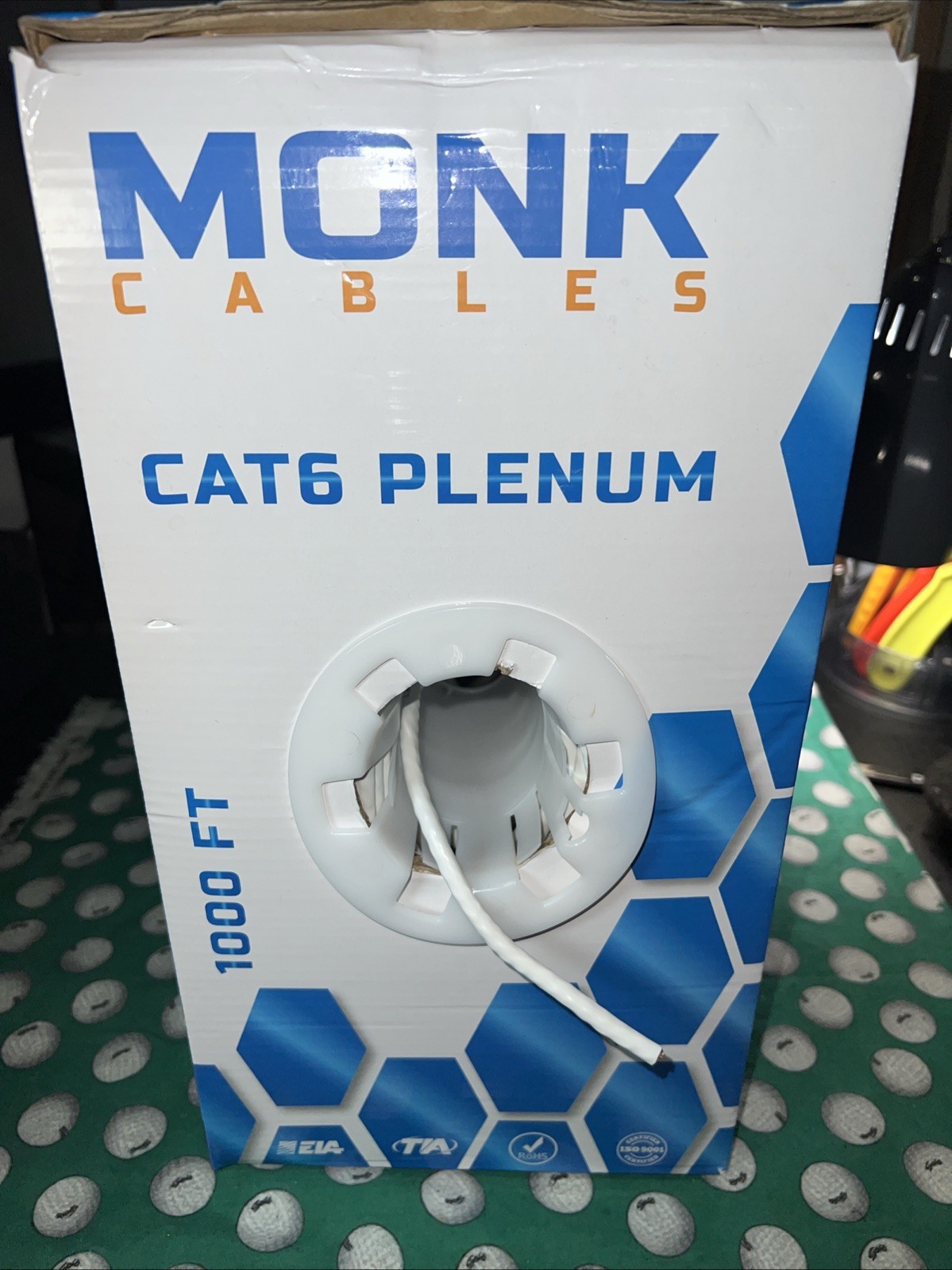 MonkCables Cat6 Plenum copper coated aluminum 1000ft UTP 550MHz 23AWG Ethernet