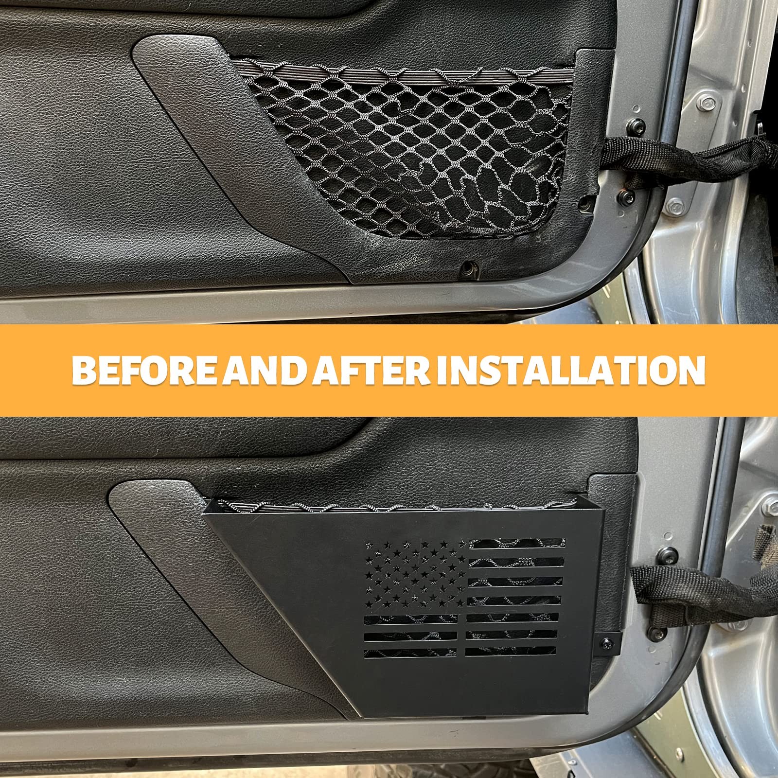 Metal Front Door Storage Box for 2007-2018 Jeep Wrangler JK JKU 2/4 Door