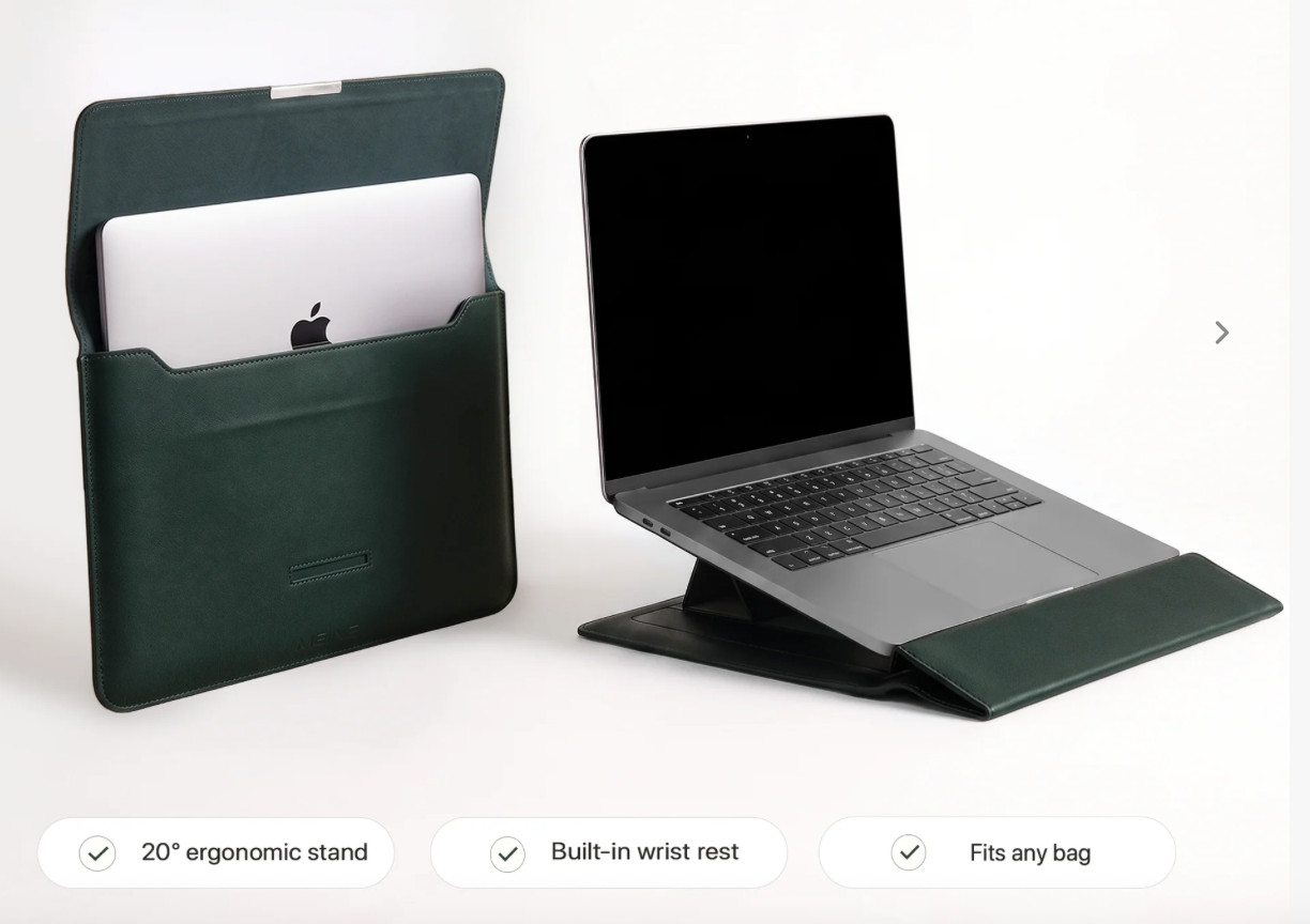 Meine Studios ERGO LAPTOP SLEEVE 4-in-1 Smart Sleeve 13-14” – Moss Green