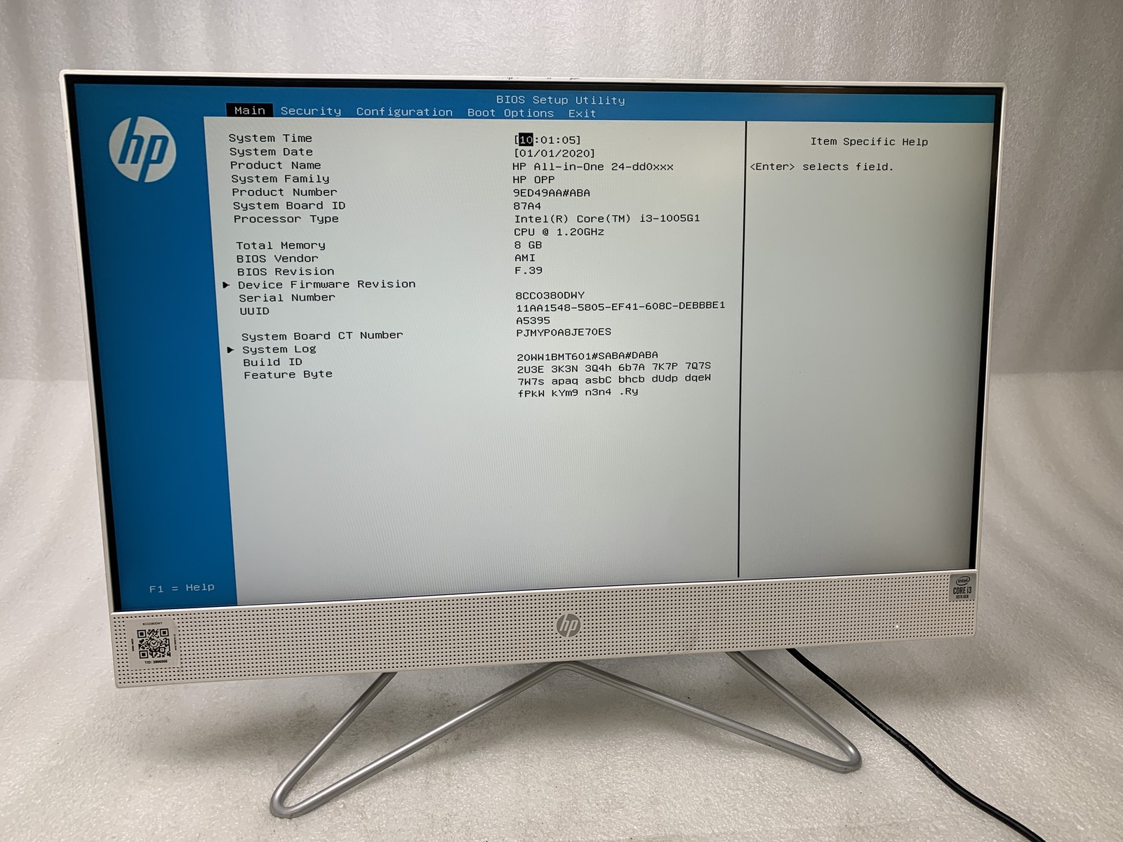 HP All-in-One 24-dd0xxx 24″ Core i3-1005G1 1.2GHz 8GB RAM 256GB SSD NO OS