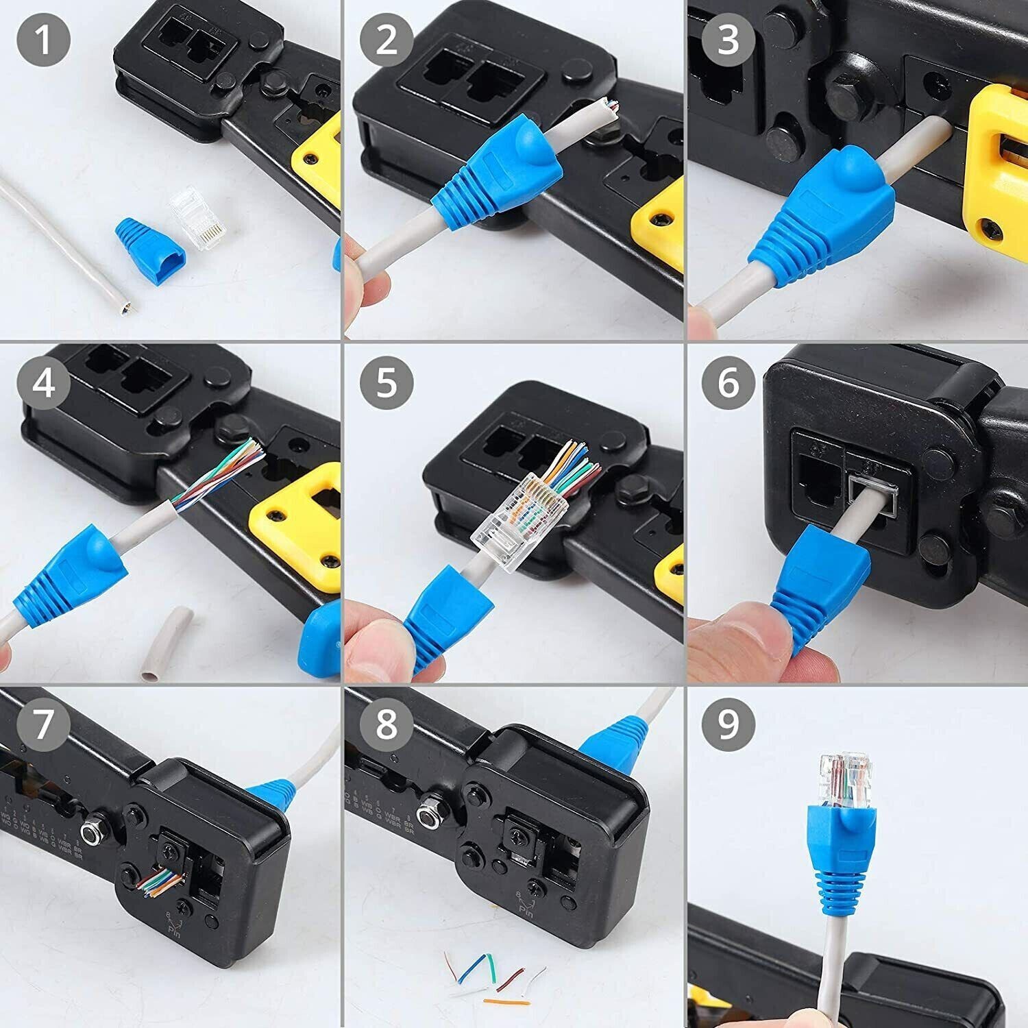 Rj45 Crimping Tool Kit Set For CAT5/CAT6 Lan Cable Tester Network Repair Tools