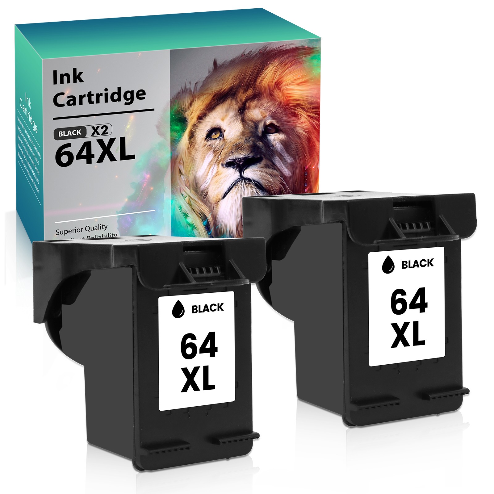 2-PK 64XL Black Ink Cartridge for HP 64 Envy photo 7130 7855 7858 6255 6258