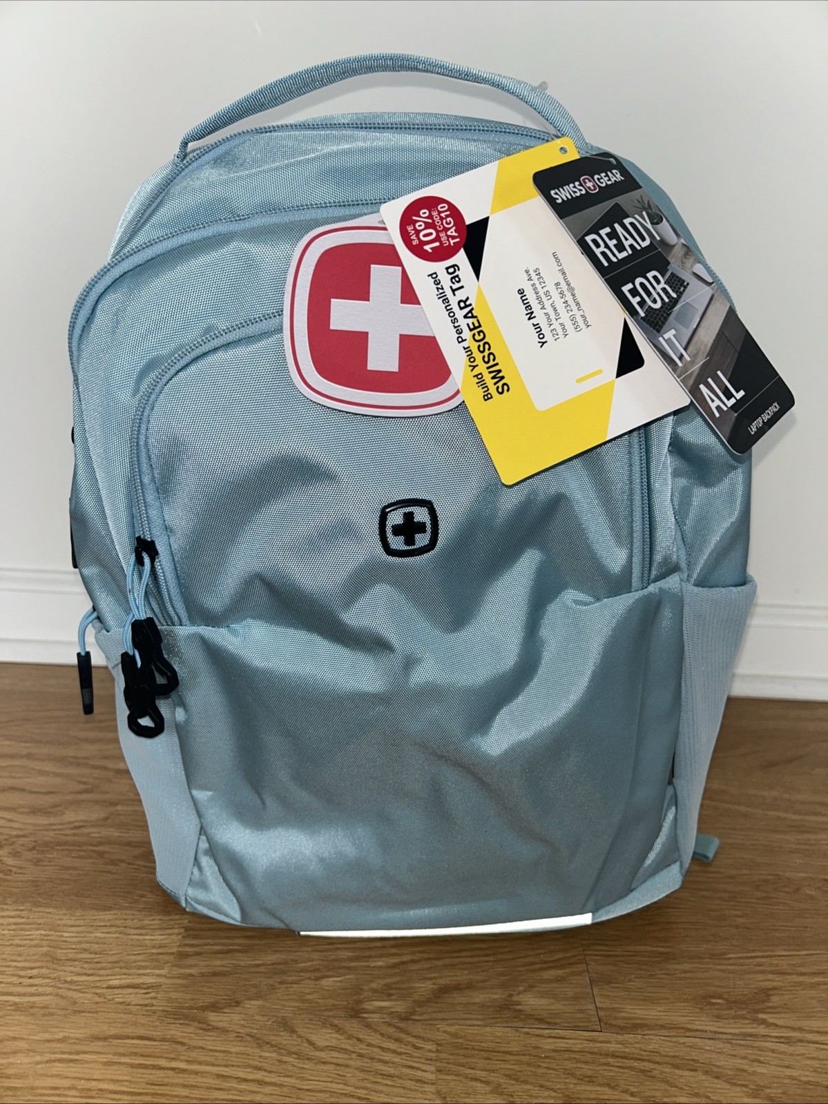 SwissGear Orientation Laptop Backpack, Light Blue 17″x12″x7