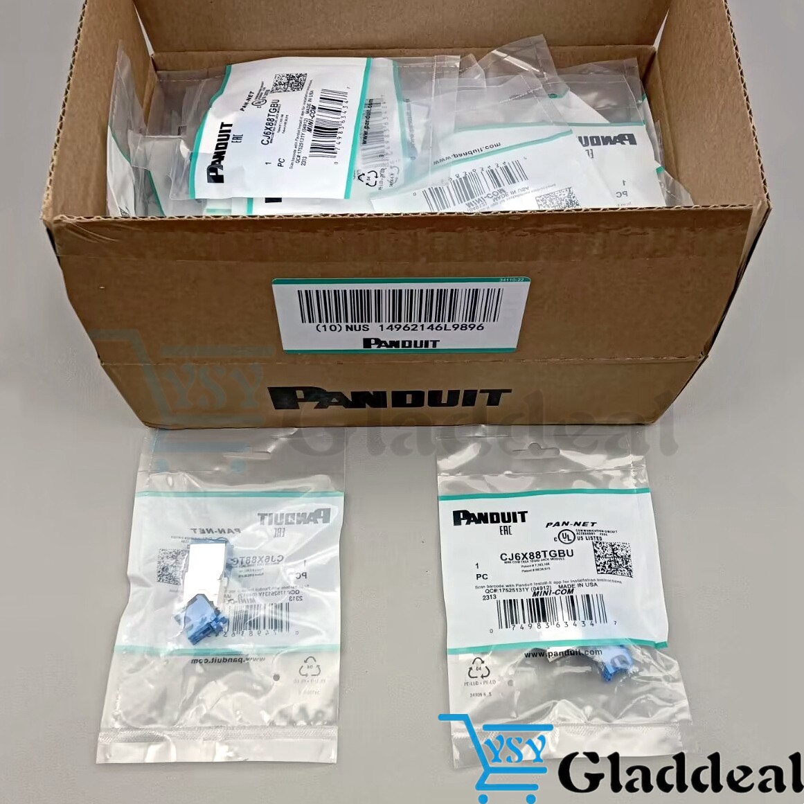 New CJ6X88TGBU (BOX OF 50) For Panduit Cat6a 10 Gig Mini-Com Jack Blue