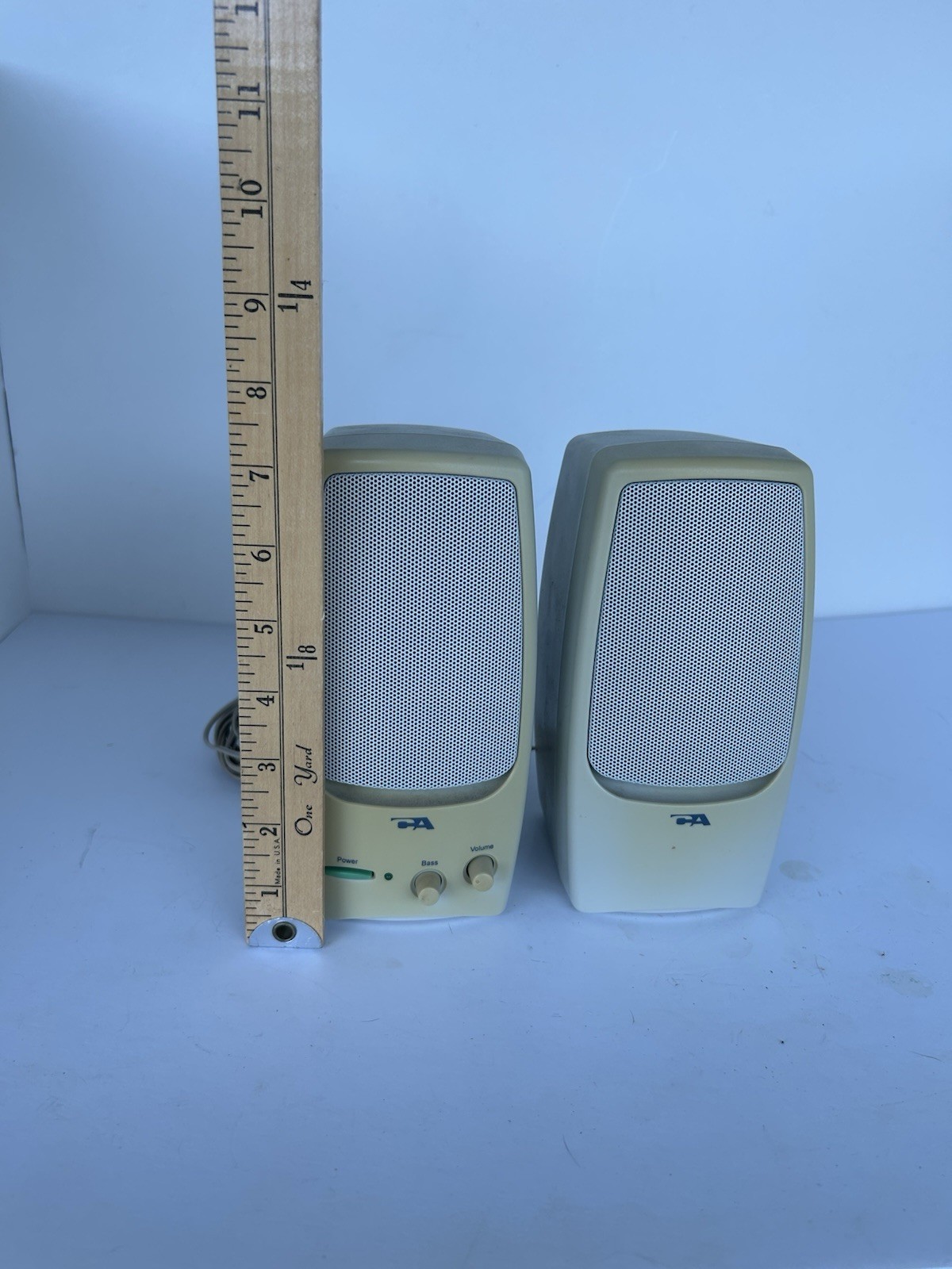 Vintage Cyber Acoustics CA Powered Desktop PC Gaming Speakers Beige Retro Tested