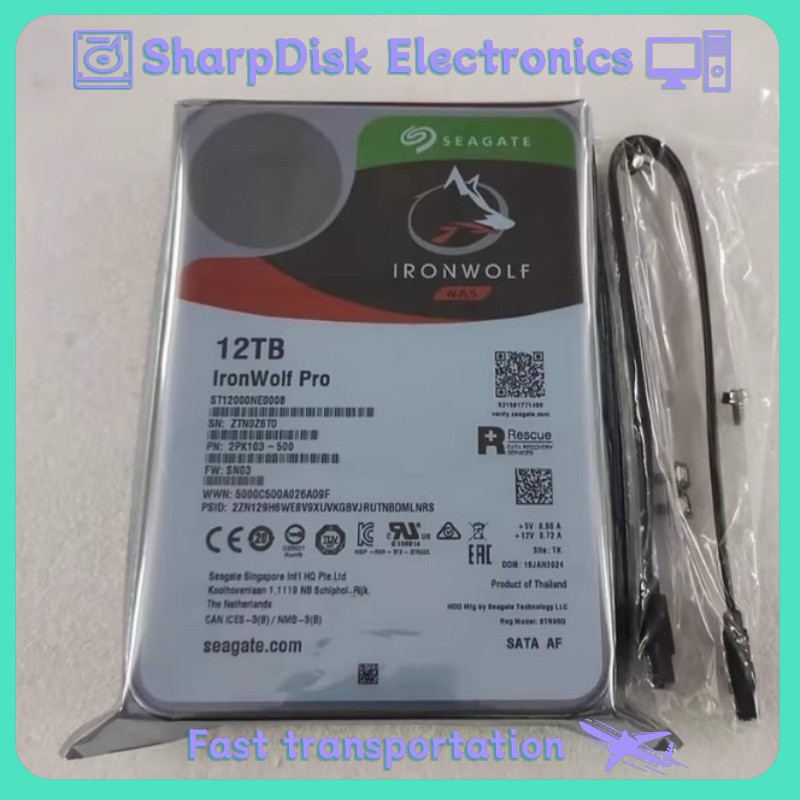 Seagate ST12000NE0008 IronWolf Pro 12TB 7200RPM SATA 6Gbs 3.5″ 256MB NAS HDD NEW