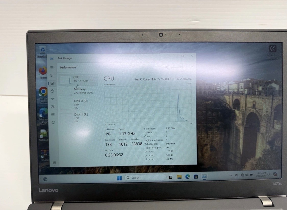 Lenovo ThinkPad T470s 14″ TOUCH I7-7600U 20GB 256GB WIN11