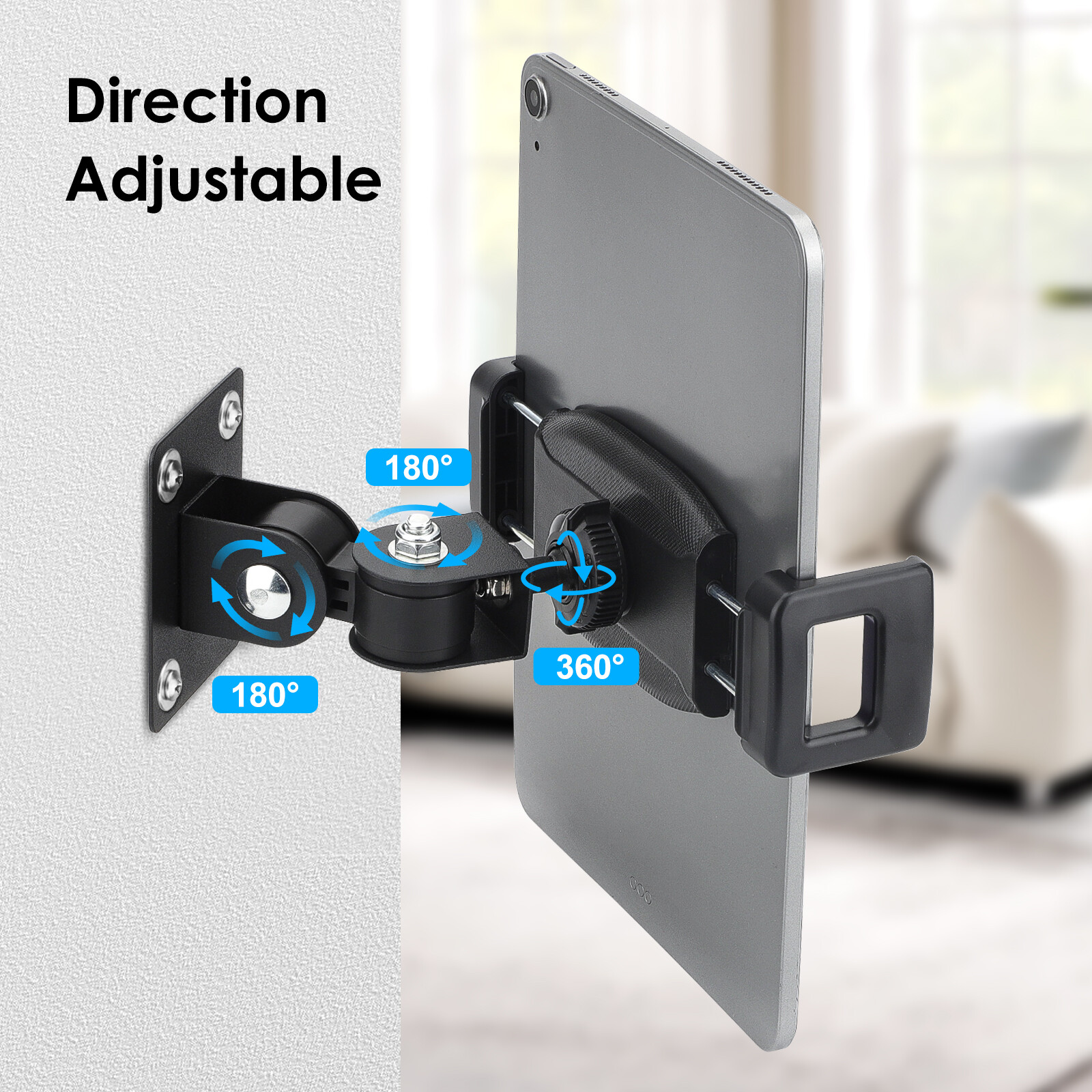 Tablet Wall Mount 360° Rotating iPad Wall Metal Base Fit for 4.7-12.9″ Phone