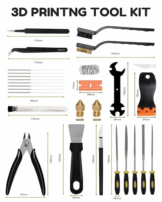 53Pcs 3D Printer Accessories & Cleaning Kit for All FDM/SLA Complete Kit Case