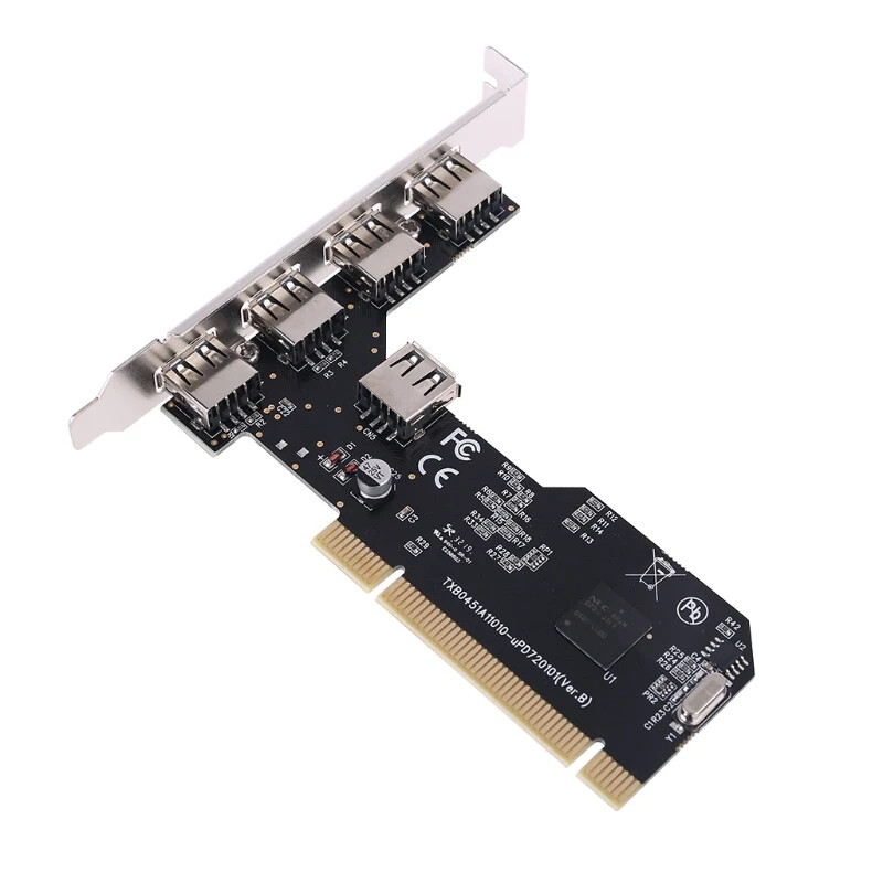 5 Ports USB 2.0 PCI Controller Expansion Card 480Mbps Converter NEC720101 Driver