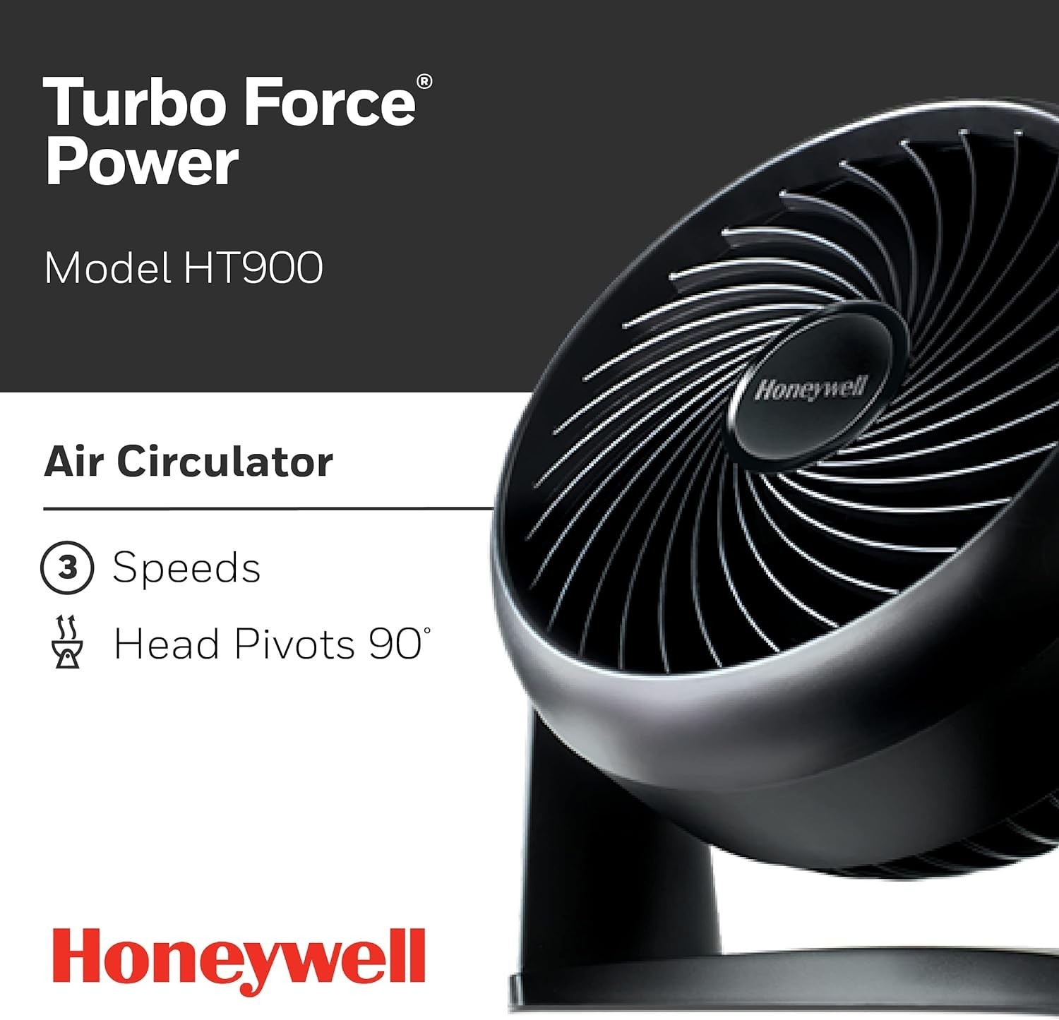 Honeywell TurboForce Air Circulator, Small Tabletop Fan, Quiet Small, White