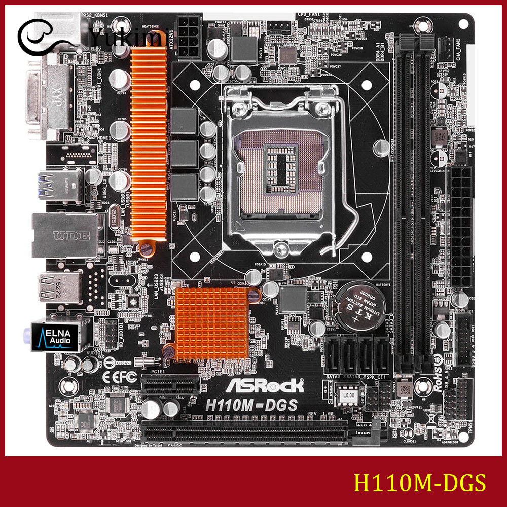 FOR ASROCK Intel H110 DDR4 LGA 1151 32GB DVI ATX Motherboard Test OK