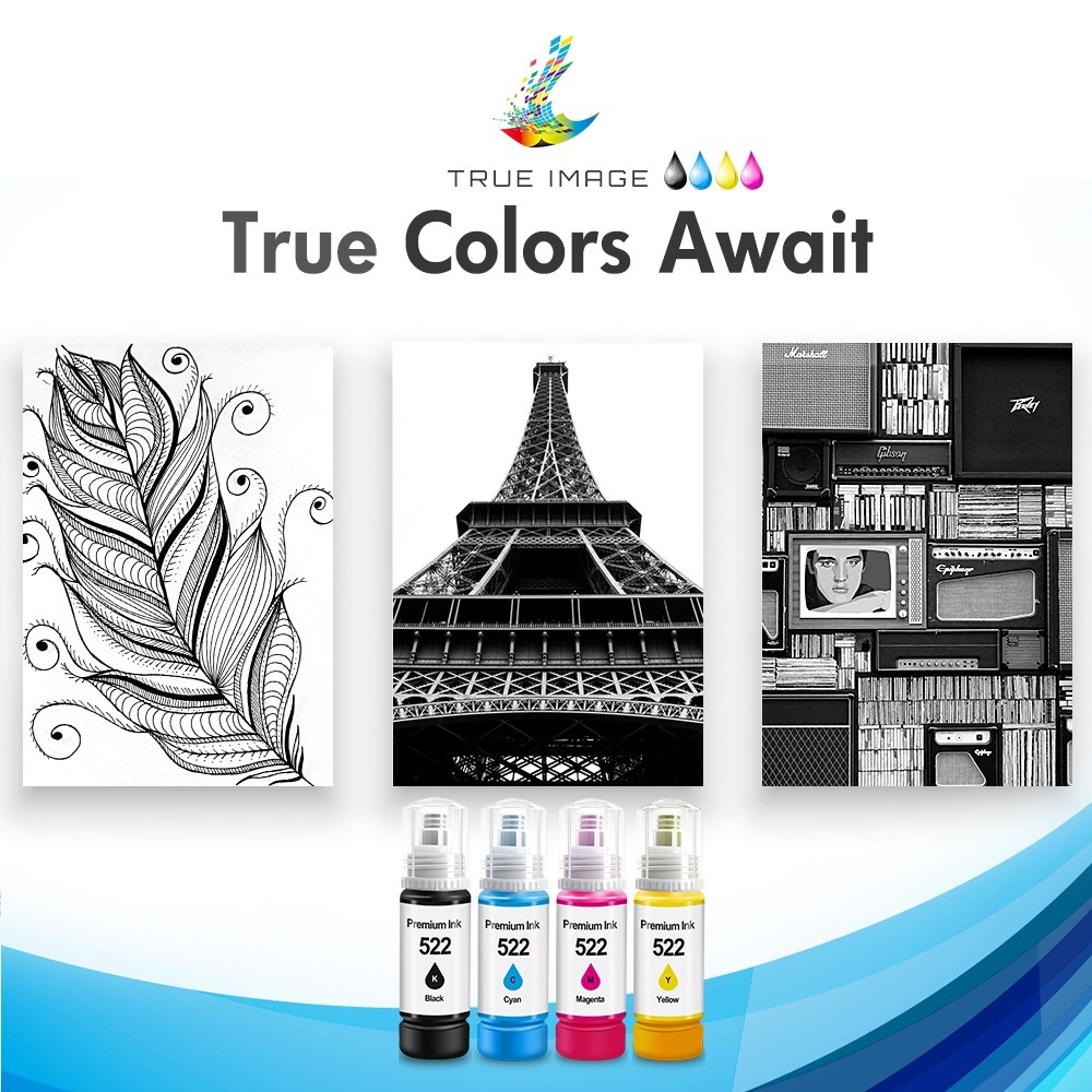 4PK 522 Ink Refill Bottle Fits for Epson ET-4800 ET-2800 ET-2803 2720 4700 T522