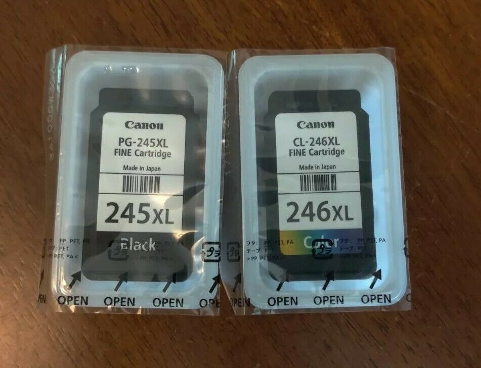 TWO Genuine EMPTY… Canon 245XL Black & 246XL Tri-color Cartridges – Free Ship