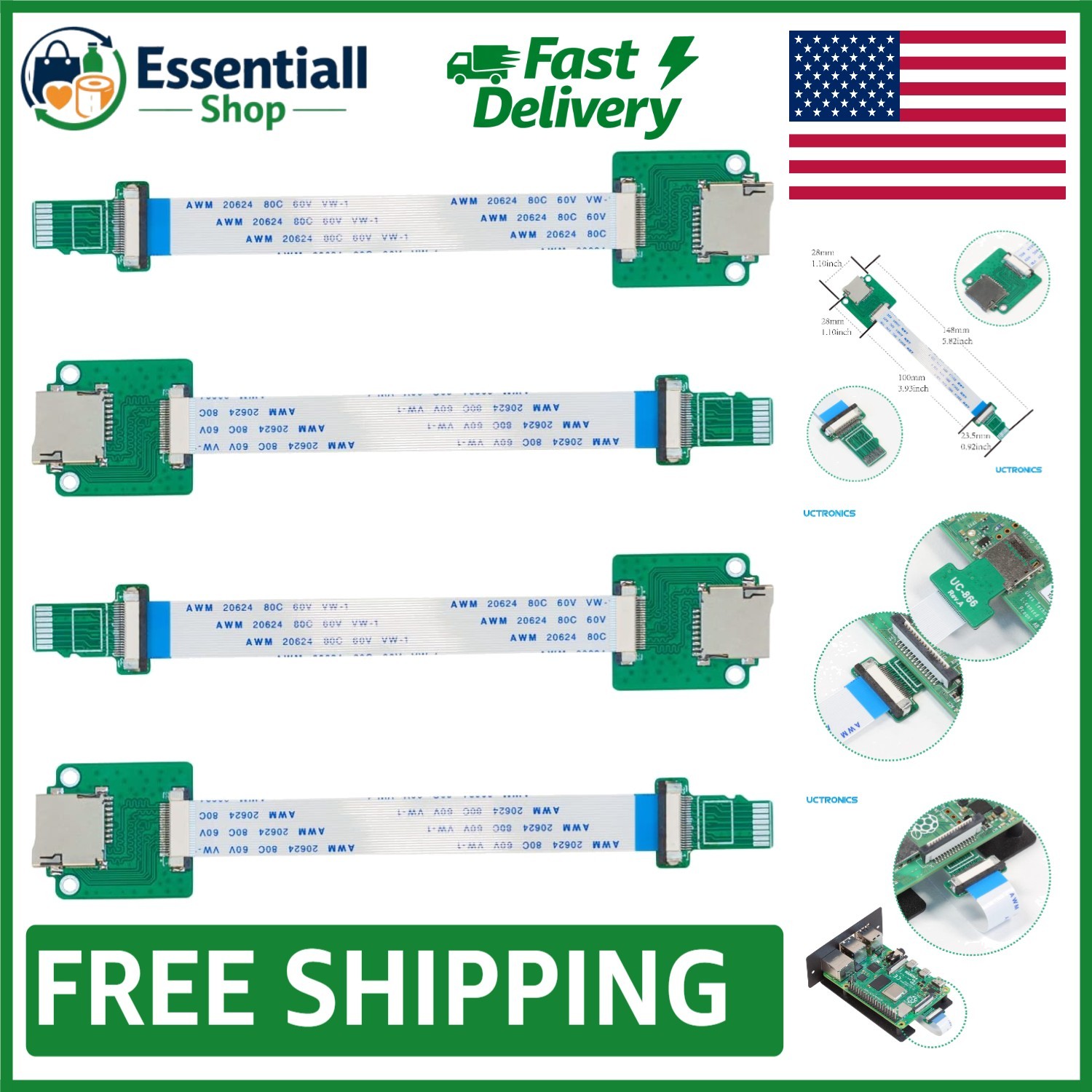 Micro SD Male to Female Flexible Extender – 15cm for Raspberry Pi & 3D Printers