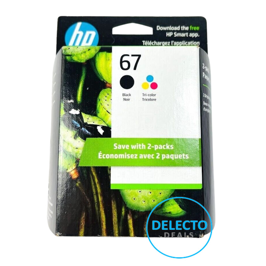 GENUINE 2-Pack HP 67 Black &Tri-color Ink Cartridges 3YP29AN#140 SEALED BOX