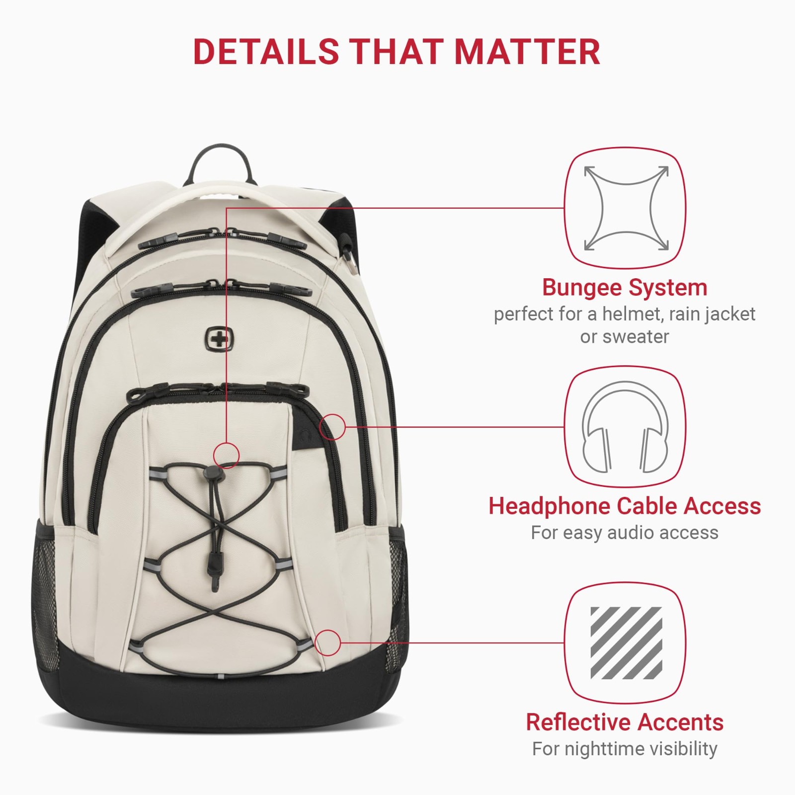 SwissGear 1186 Bungee Core Laptop Backpack 17 inch Cream/Black Special Edition