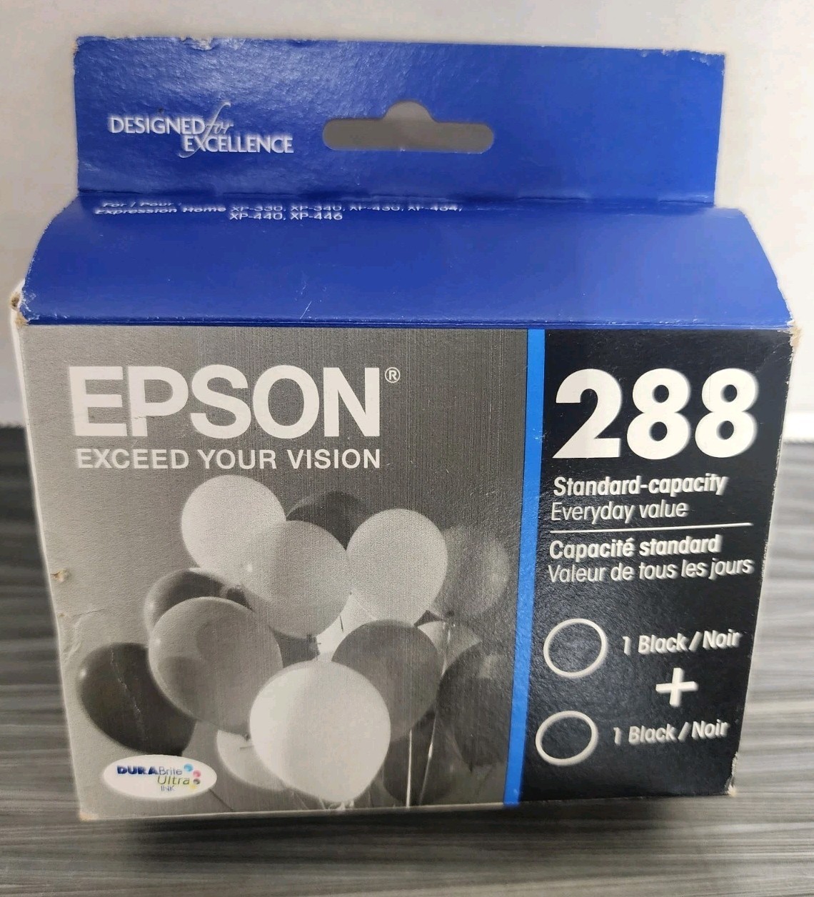 Epson 288 Black Ink Jet Cartridge, 2 Per Box, EXP 4/27, NIB, SHIPS FREE