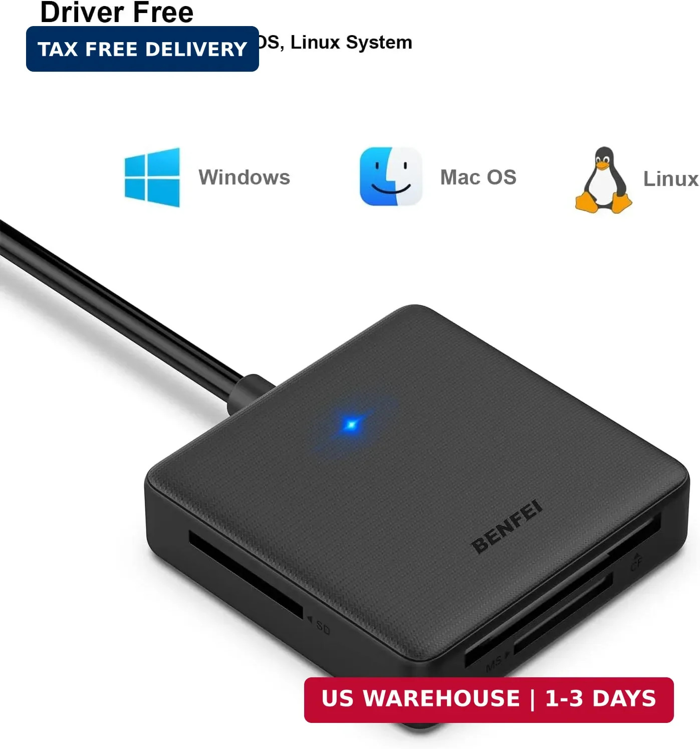 4-in-1 USB C & USB 3.0 SD/TF/CF/MS Card Reader for iPhone 15 MacBook Pro Air
