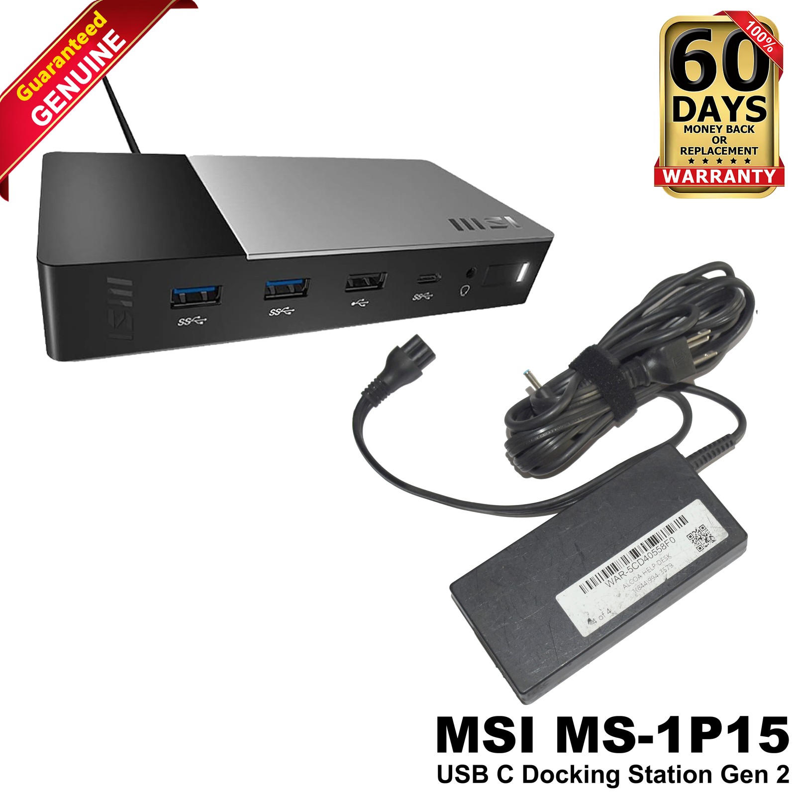 MSI MS-1P15 USB-C Docking Station 4K HDMI DisplayPort LAN 120W Adapter