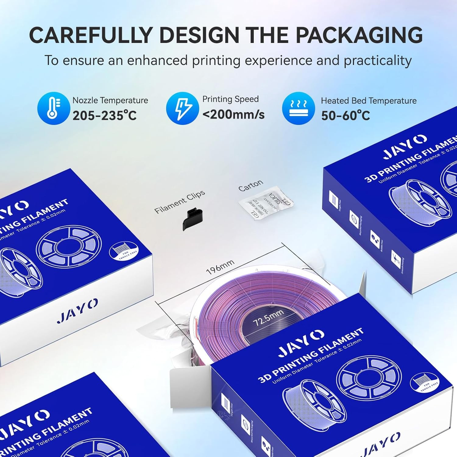 [BUY 6 PAY 4]JAYO 1.1KG PLA Meta PETG SILK PLA+ ABS 3D Printer Filament 1.75mm