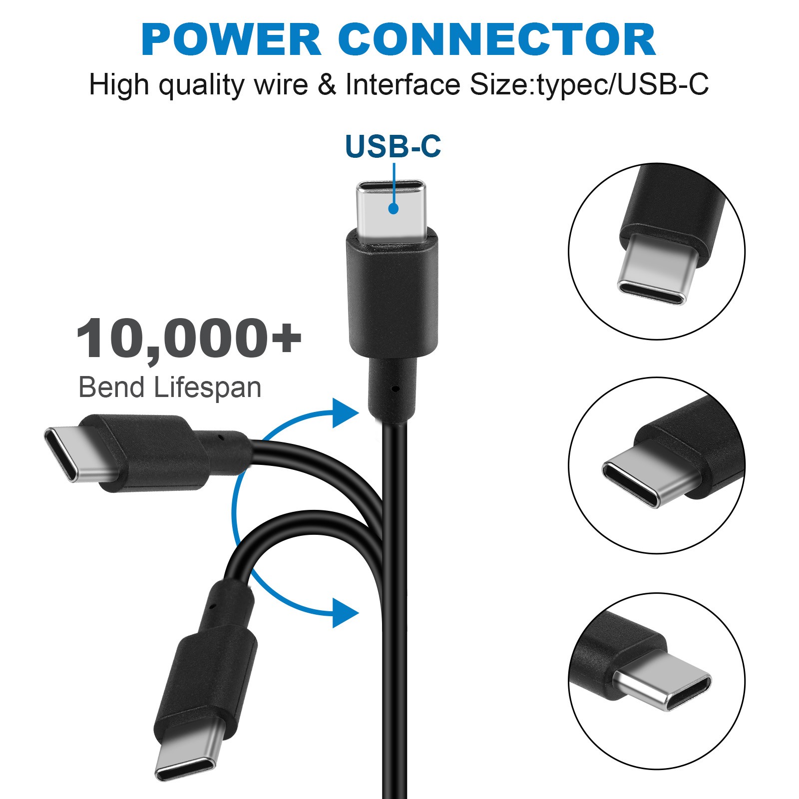 USB-C Type C Charger for Laptop Chromebook Tablet Phone PD 65W Universal Charger