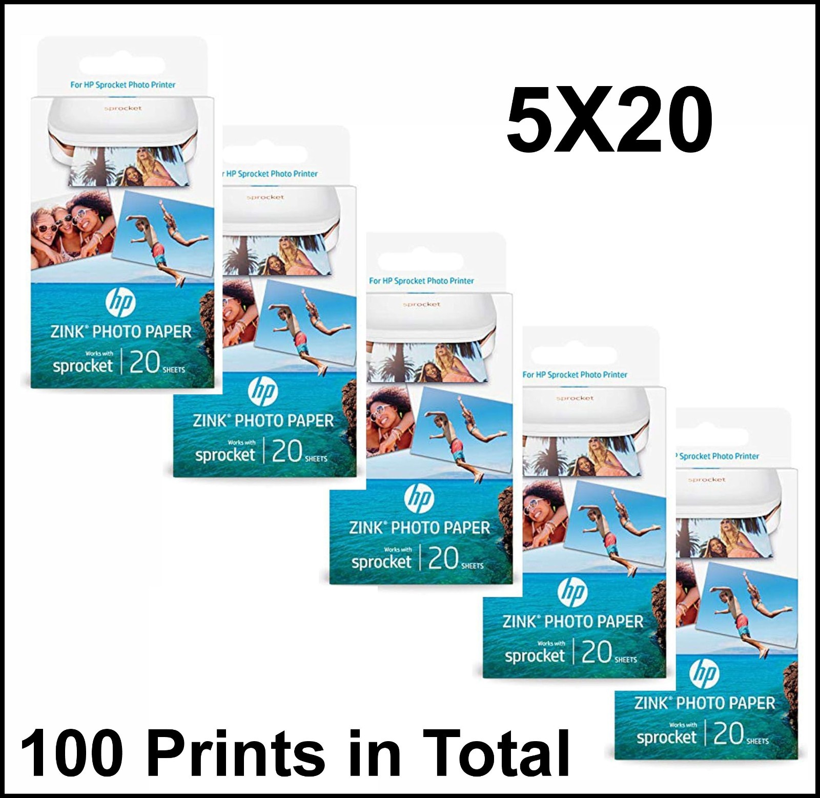 HP Sprocket Zink Photo Paper 2×3″ for HP Sprocket Photo Printers, 100 Sheets