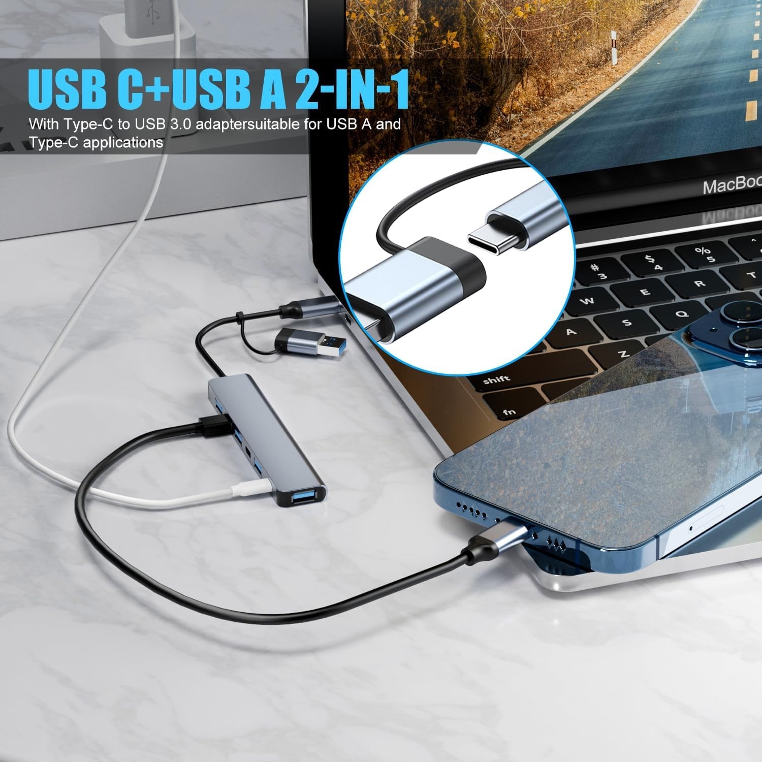 High-Speed 7 in 1 USB C Hub – Perfect for Seamless Data Transfer Across Devices