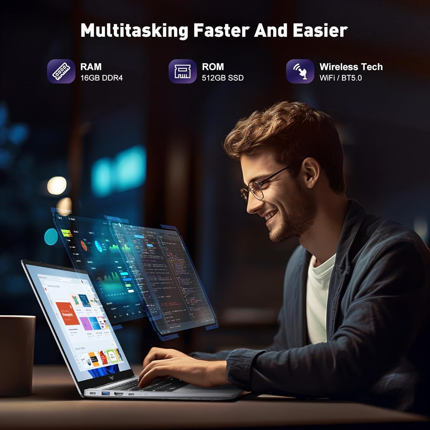 KAIGERR Gaming Laptop, 2024 Laptop Computer with Intel Quad-Core Processor /AX15