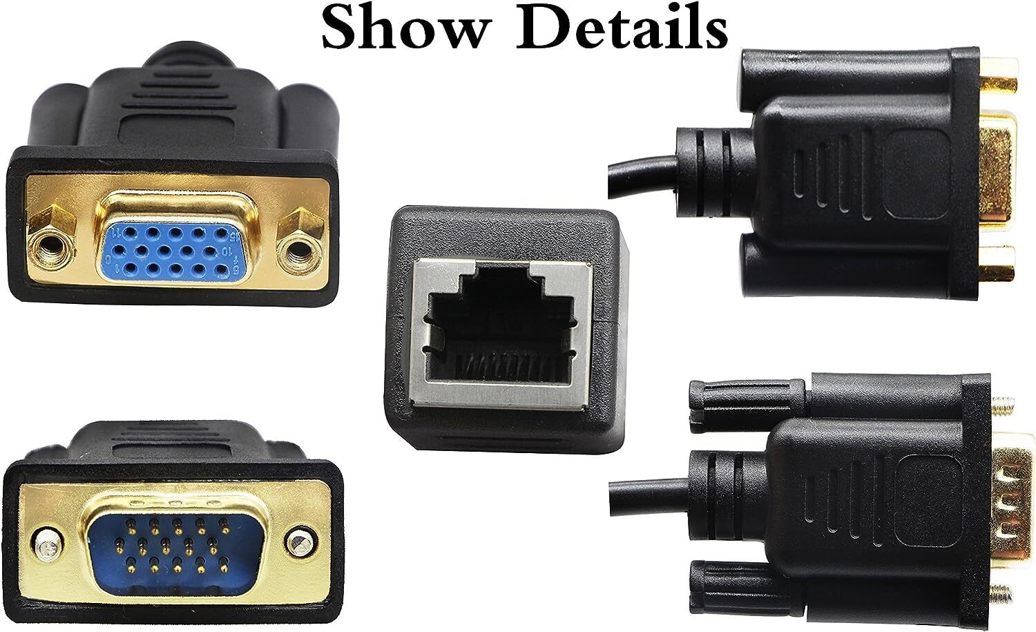 Rj45 To Vga Cable Vga 15pin Port Female&male To Rj45 Female Cat5/6 Ethernet Lan