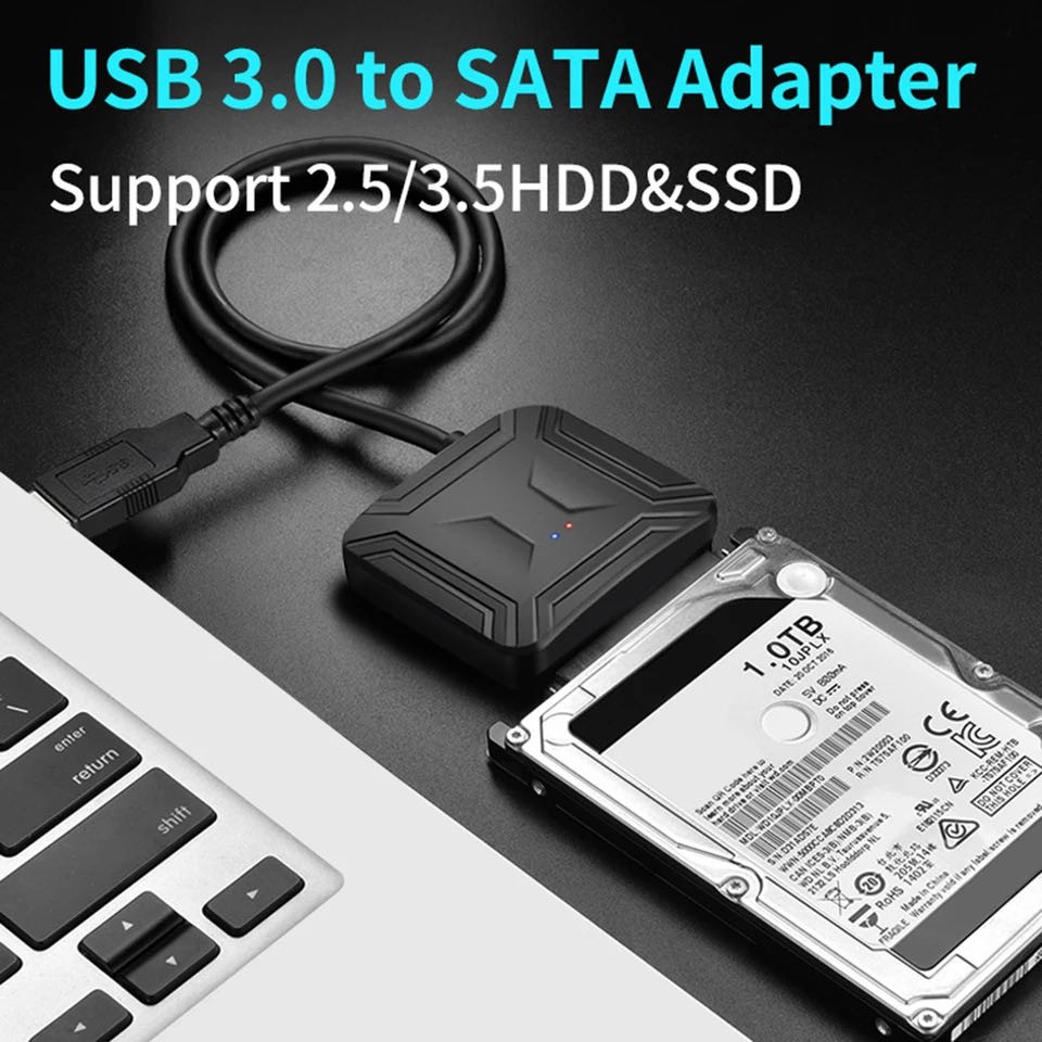 USB 3.0 to SATA External Hard Drive Reader 2.5″ 3.5″ HDD SSD Power adapter LOT