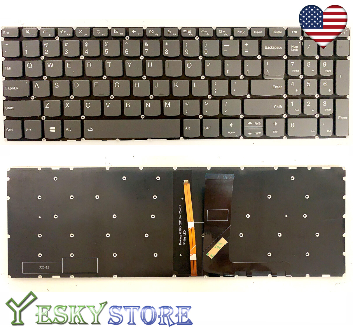 New US Lenovo IdeaPad 320-15IKB 320-15ISK 320-17IKB 320-17ISK Backlit Keyboard