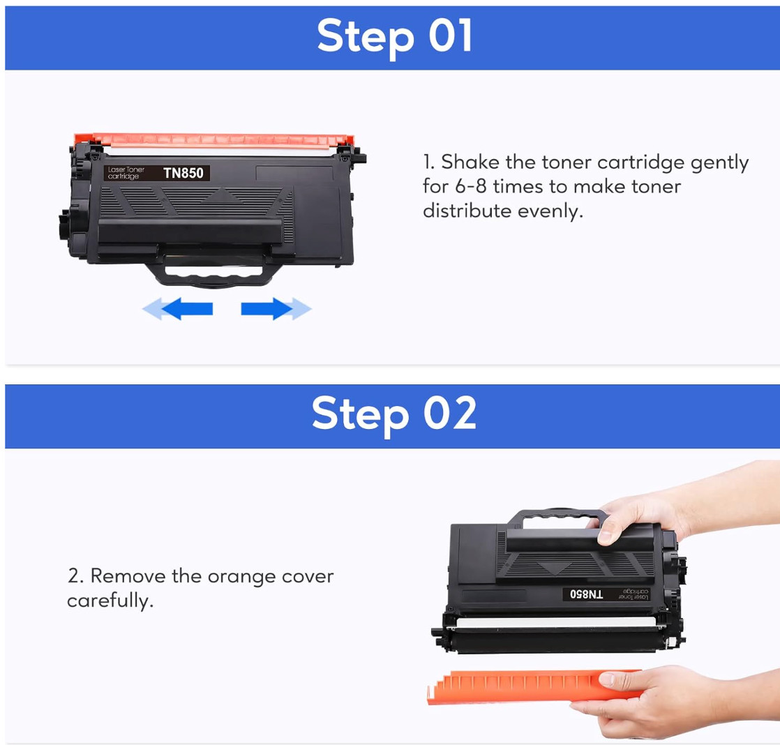 2 PK TN850 Toner Cartridges Compatible for Brother TN-880 TN-850 TN-820 TN820