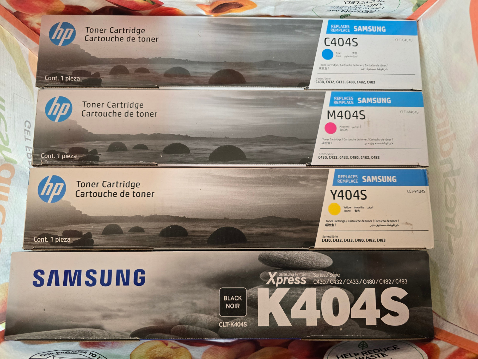 Samsung 404S Toner Cartridges CLT-K404S C404S M404S Y404S 4-Pack NEW