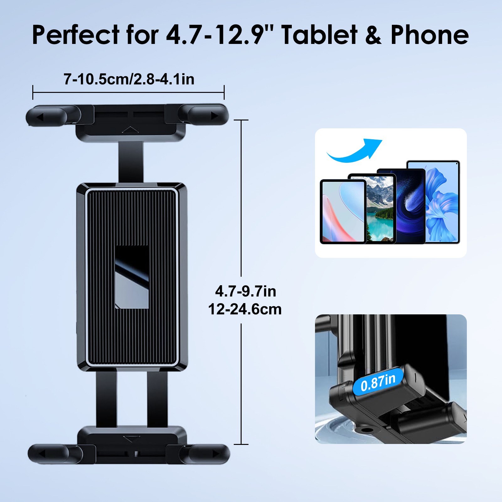 Tablet Mount for Truck Heavy Duty Drill Base Phone Holder for Car Dashboard Wall
