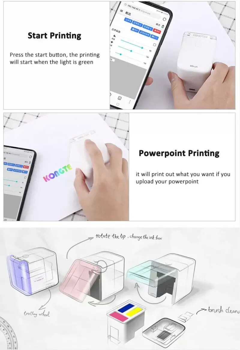 Handheld Food Color Inkjet Printer With Auxiliary Ruler WIFI Custom Edit HD