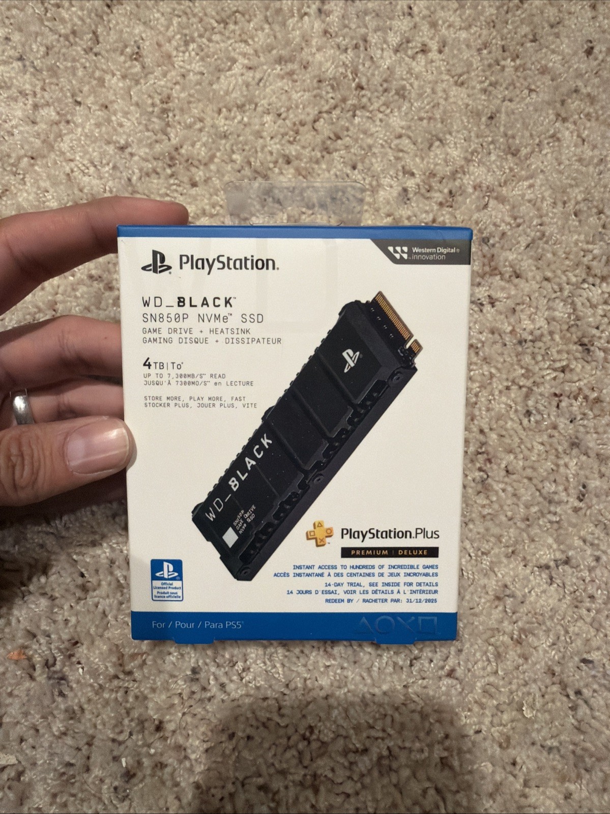 WD Black SN850P 4TB NVMe M.2 SSD PS5 Licensed Heatsink 7300MB/s for Console