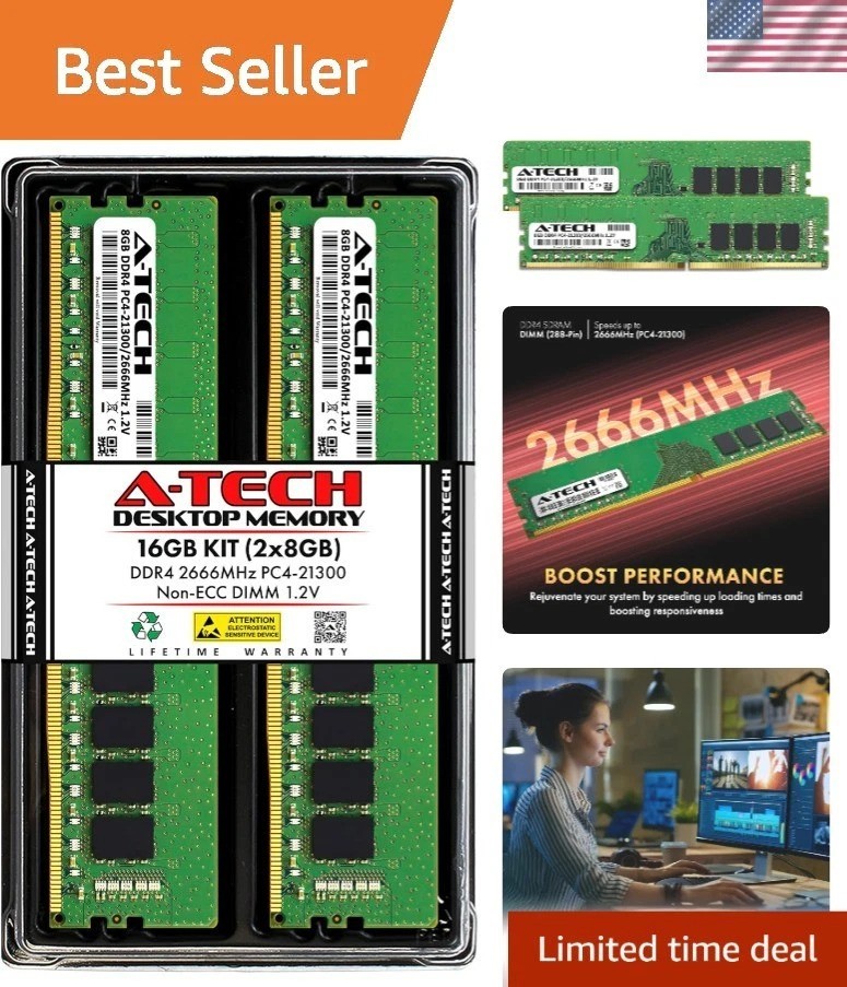 16GB DDR4 2666MHz Desktop RAM Kit – 2x8GB Performance Boost for Easy Upgrades